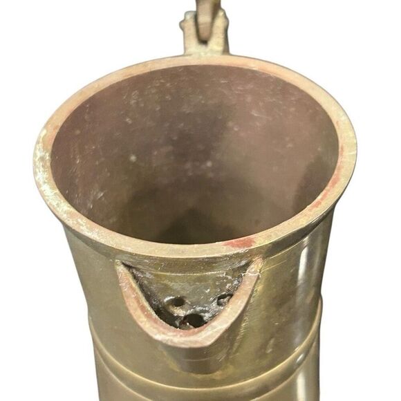 Antique Vintage Brass Pitcher 8” Lidded Made In India Metalware - Picture 12 of 15